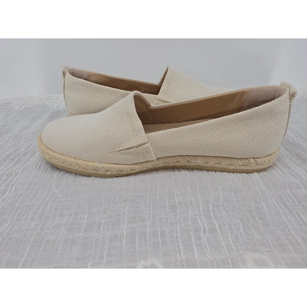 ABEO Blake Canvas Espadrille Slip On Flat Shoes Cream Tan Beige Womens Size 8